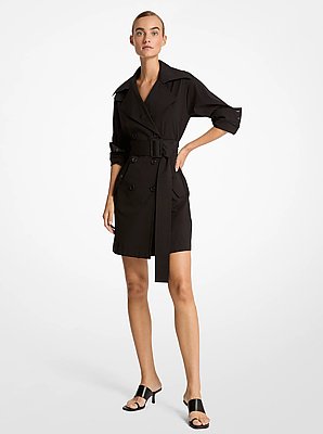 Abito stile trench in popeline di cotone stretch