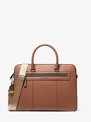 Jet Set Pebbled Leather Briefcase in LUGGAGE | Michael Kors image number 0