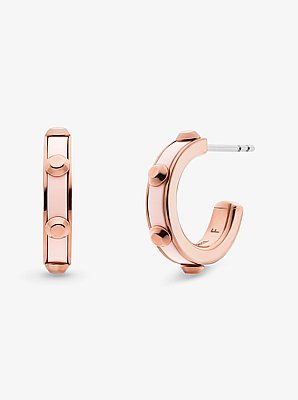 Studded Rose Gold-Plated and Acetate Hoop Earrings