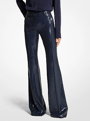 Pantal&oacute;n Haylee acampanado con bordado de lentejuelas