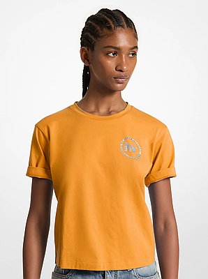 Camiseta de algod&oacute;n org&aacute;nico adornada con logotipo