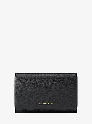 Portefeuille Jet Set van getrommeld leer, groot