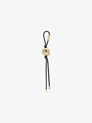 Initial Gold-Tone and Speckled Cord Bag Charm