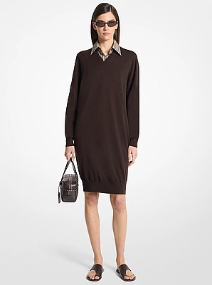 Vestido t&uacute;nica de cachemira con cuello en V