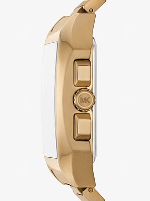 Reloj Hayes deportivo oversize en tono dorado beige con acabado cepillado