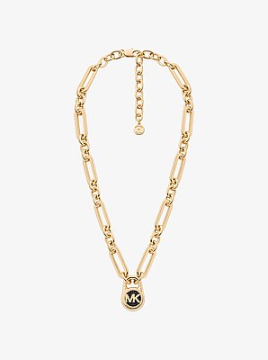 Pav&eacute; Lock Necklace