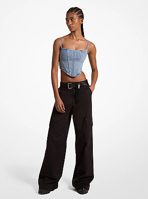 Pantalon cargo &eacute;vas&eacute; en coton biologique extensible