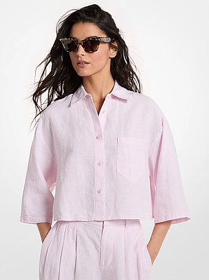 Linen Cropped Shirt