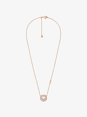 Precious Metal-Plated Pav&eacute; and Mother-of-Pearl Heart Jewelry Gift Set