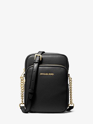 Sac &agrave; bandouli&egrave;re Jet Set Travel de taille moyenne en cuir grain&eacute;