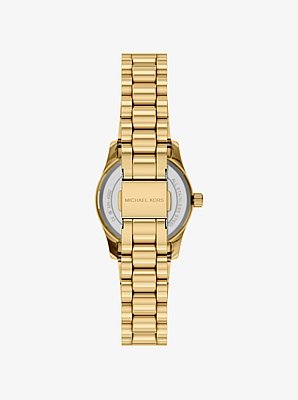 Petite Lexington Pav&eacute; Gold Watch and Heart Bracelet Gift Set