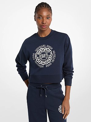 Graphic Logo Cotton Blend Cropped Sweatshirt
