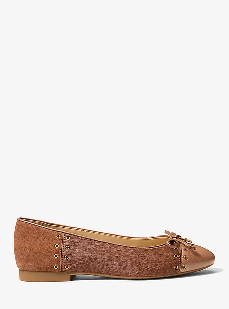Chausson de ballet Piper Flex en cuir &agrave; &oelig;illets et en poils de veau