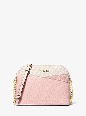 Jet Set Travel Medium Color-Block Signature Logo Crossbody Bag