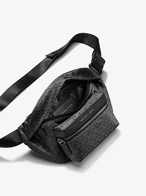 Signature Logo Print Woven Belt Bag