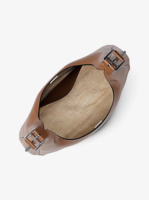 Nolita Large Pebbled Leather Hobo Shoulder Bag in LUGGAGE | Michael Kors image number 1