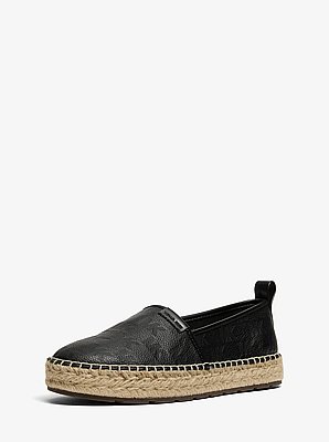 Elias Logo Embossed Leather Espadrille