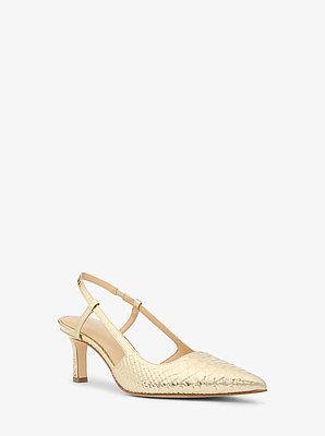 Alora Metallic Snake Embossed Leather Slingback Pump