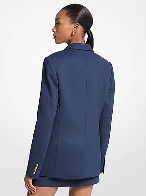 Stretch Wool Blend Twill Blazer