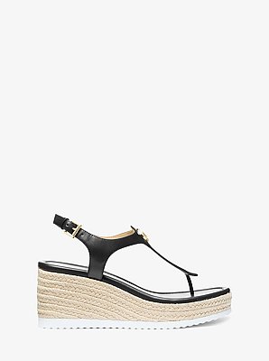 Val Leather Thong Wedge Sandal