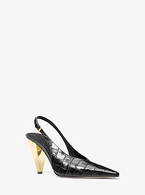 D&eacute;collet&eacute; Electra slingback in pelle stampa coccodrillo