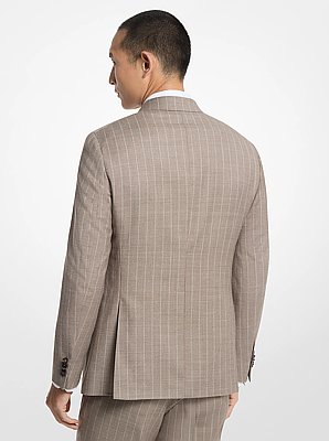 Wool Blend Flannel Striped Blazer