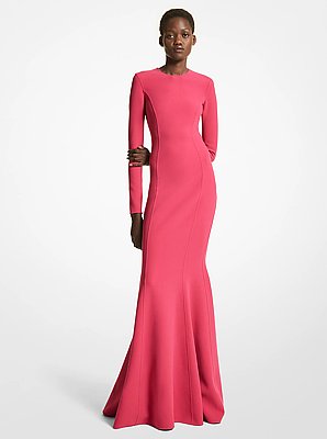 Vestido de noche de lana el&aacute;stica con cola de pez