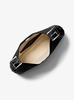Nolita Large Studded Pebbled Leather Hobo Shoulder Bag