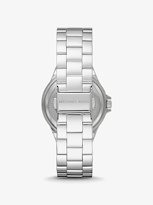 Lennox Pav&eacute; Logo Silver-Tone Watch