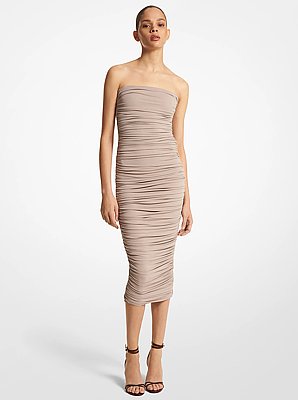 Stretch Matte Jersey Ruched Strapless Dress