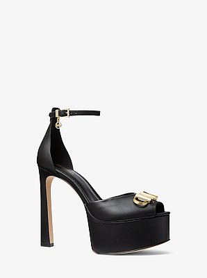 Zapato de sal&oacute;n peep-toe Martina de piel con plataforma