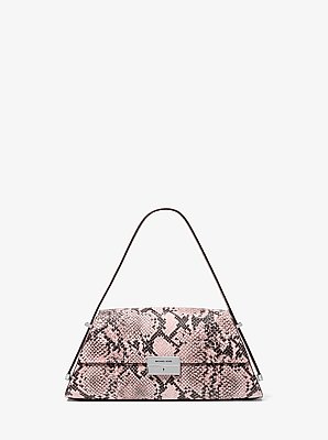 Sac port&eacute; &eacute;paule Ludlow de taille moyenne en cuir effet serpent en relief