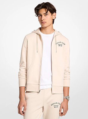 Hoodie en m&eacute;lange de coton &agrave; fermeture &eacute;clair et &agrave; logo