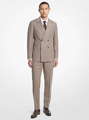 Wool Blend Flannel Striped Blazer