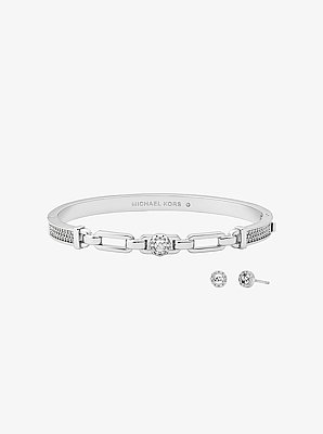Pav&eacute; Logo Bangle and Stud Earrings Gift Set