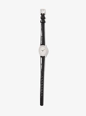 Reloj Maude peque&ntilde;o de edici&oacute;n limitada en tono plateado y piel con relieve de cocodrilo