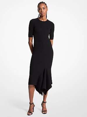 Vestido drapeado de lana merino