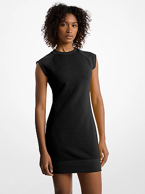 Vestido jersey jacquard con logotipo y manga ragl&aacute;n