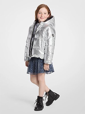 Abgesteppte Daunenjacke in Metallic-Optik