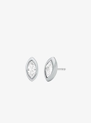 Aretes de bot&oacute;n con circonita c&uacute;bica de corte marquesa