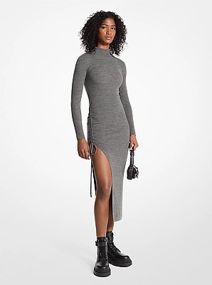 Vestido fruncido de lana el&aacute;stica