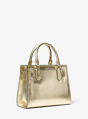 Bolso satchel Hamilton peque&ntilde;o con acabado metalizado y con logotipo exclusivo