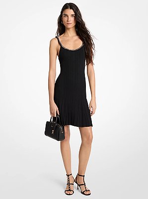 Chain Embellished Stretch Knit Tank Dress