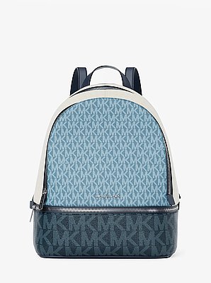 Rhea Medium Color-Block Signature Logo Backpack
