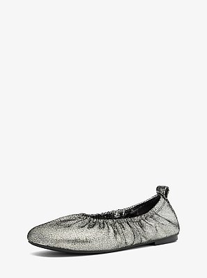 Bri Ruched Metallic Leather Ballet Flat