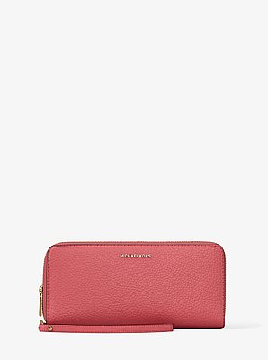 Cartera continental Jet Set Travel grande de piel granulada