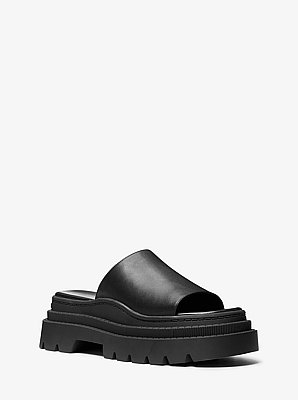 Kendra Leather Platform Slide Sandal