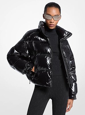 Nylon Cir&eacute; Puffer Jacket