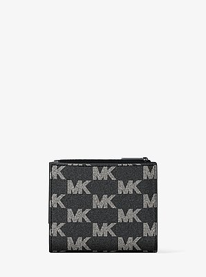 Cooper Medium Logo Jacquard Denim Zip Wallet