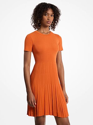 Ribbed Knit Short-Sleeve Dress